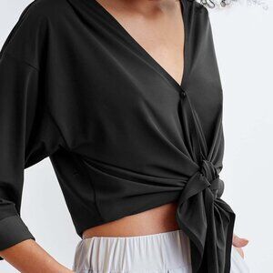 NWOT Aday “That’s a Wrap” Convertible Blouse • Small • Black • Wrap-Style Top